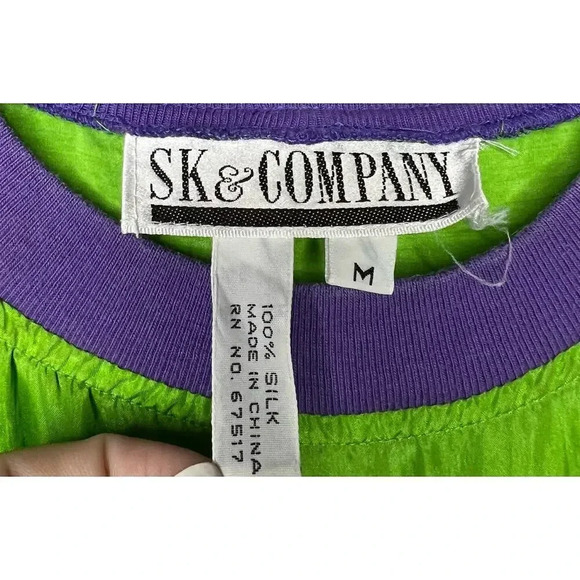 Vintage 80s 100% silk SK & Company 2pc top set, M. - Picture 7 of 13